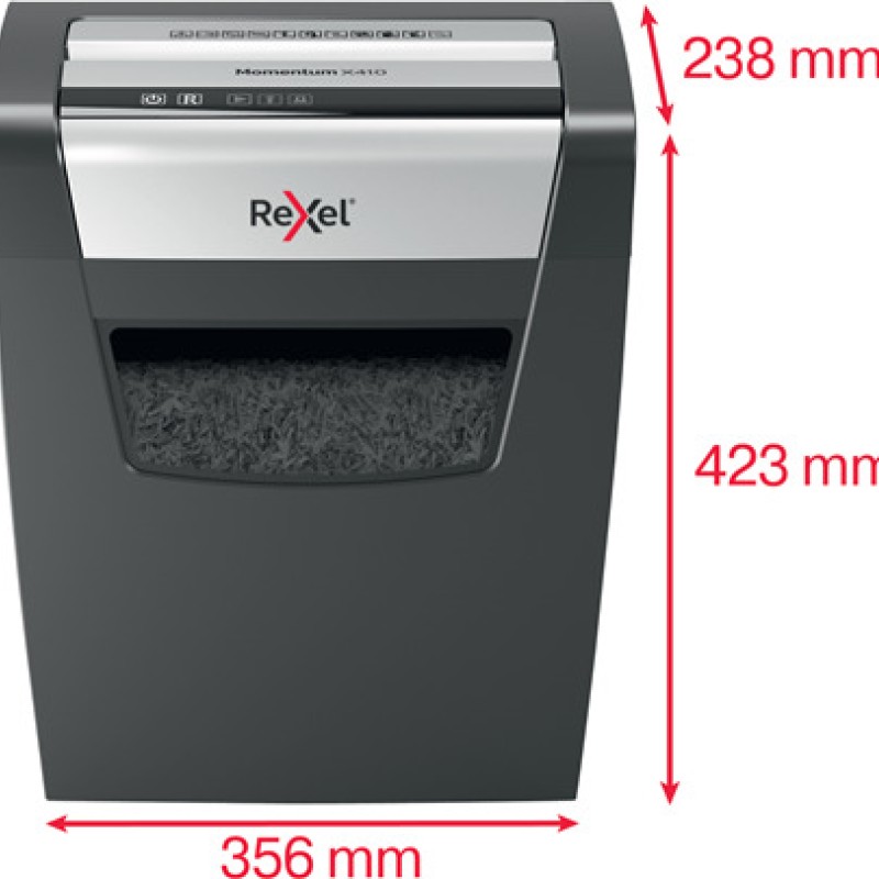 Rexel Καταστροφέας Εγγράφων Momentum X410 P4 Cross Cut 10 Φύλλων με Κάδο 23lt 2104571