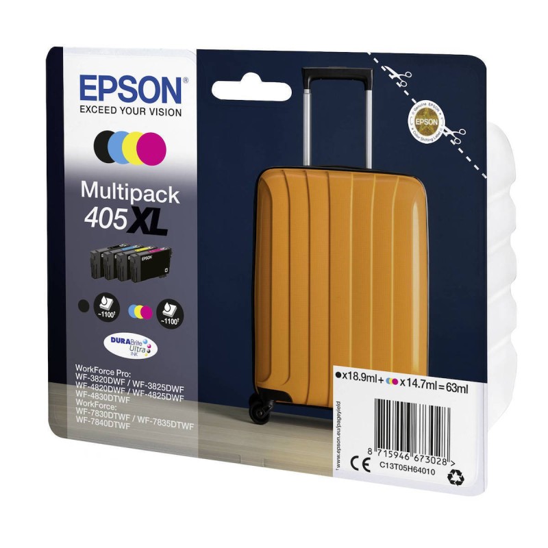 Epson 405XL Γνήσιο Πακέτο 4 Μελανιών Εκτυπωτή InkJet Κίτρινο / Κυανό / Ματζέντα / Μαύρο (C13T05H64010)