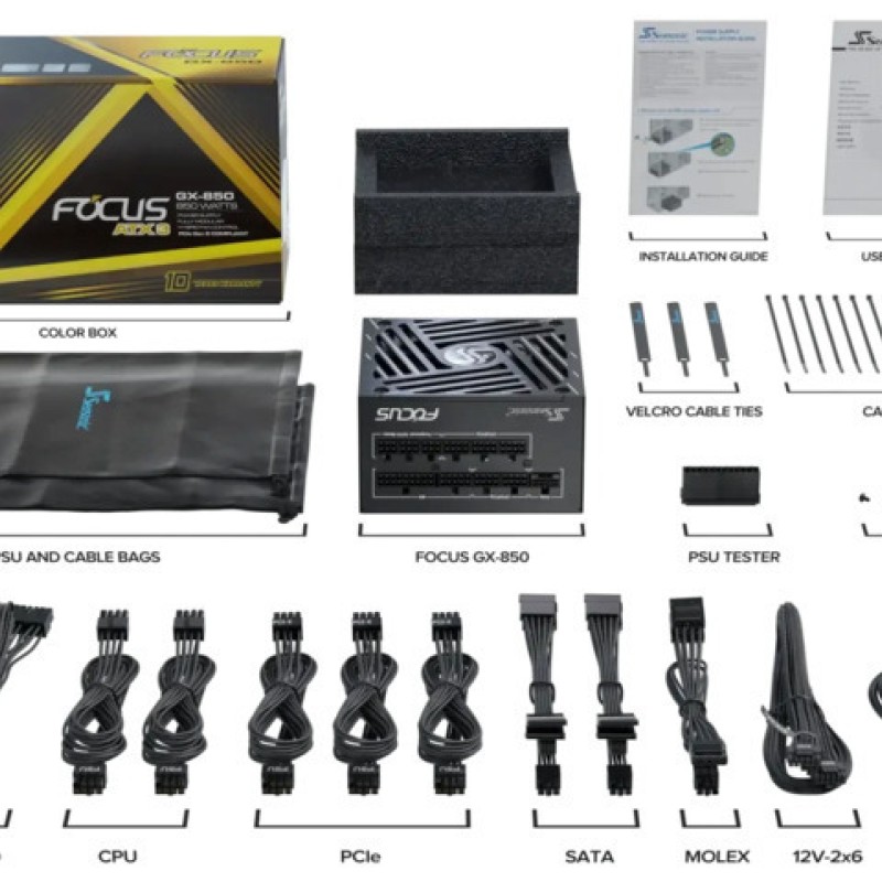 Seasonic Focus GX ATX3.1 2024 850W Μαύρο Τροφοδοτικό Υπολογιστή Full Modular 80 Plus Gold