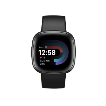 Fitbit Versa 4 Aluminium 41mm Αδιάβροχο Smartwatch με Παλμογράφο (Μαύρο)