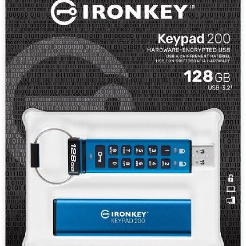 Kingston IronKey Keypad 128GB USB 3.2 Stick Μπλε