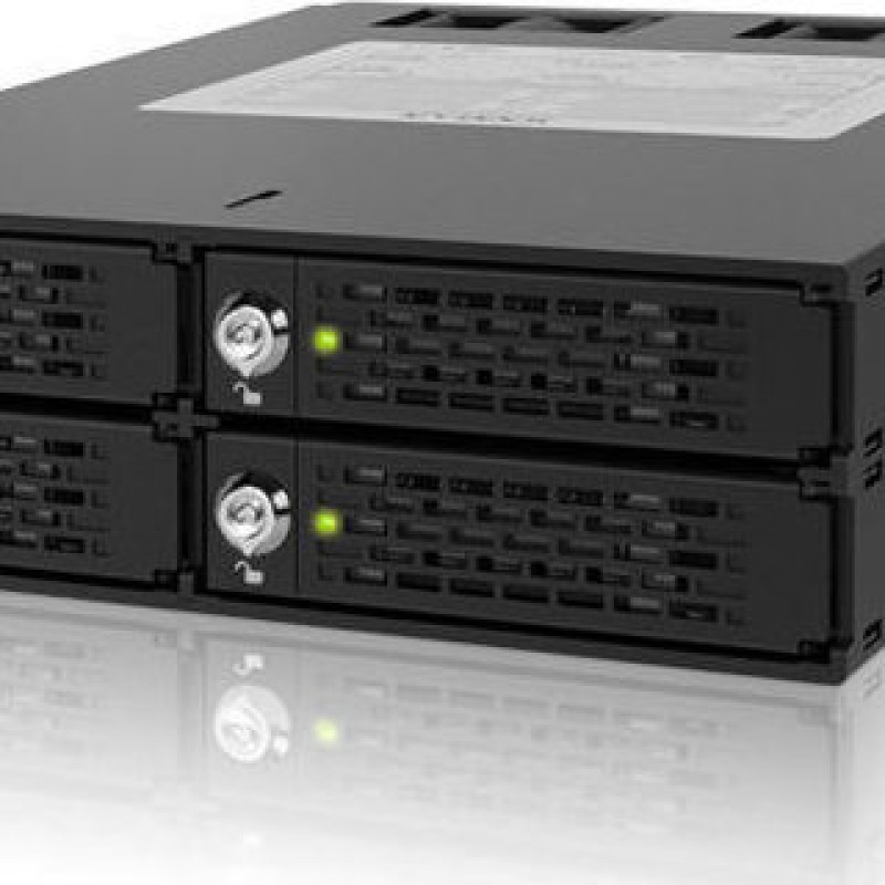 Icy Dock ToughArmor Rugged Full Metal 4 Bay 2.5 Inch SATA/SAS HDD And SDD Backplane Cage with locking Trays for External 5.25 Inch Bay Μαύρο (MB994SK-1B)