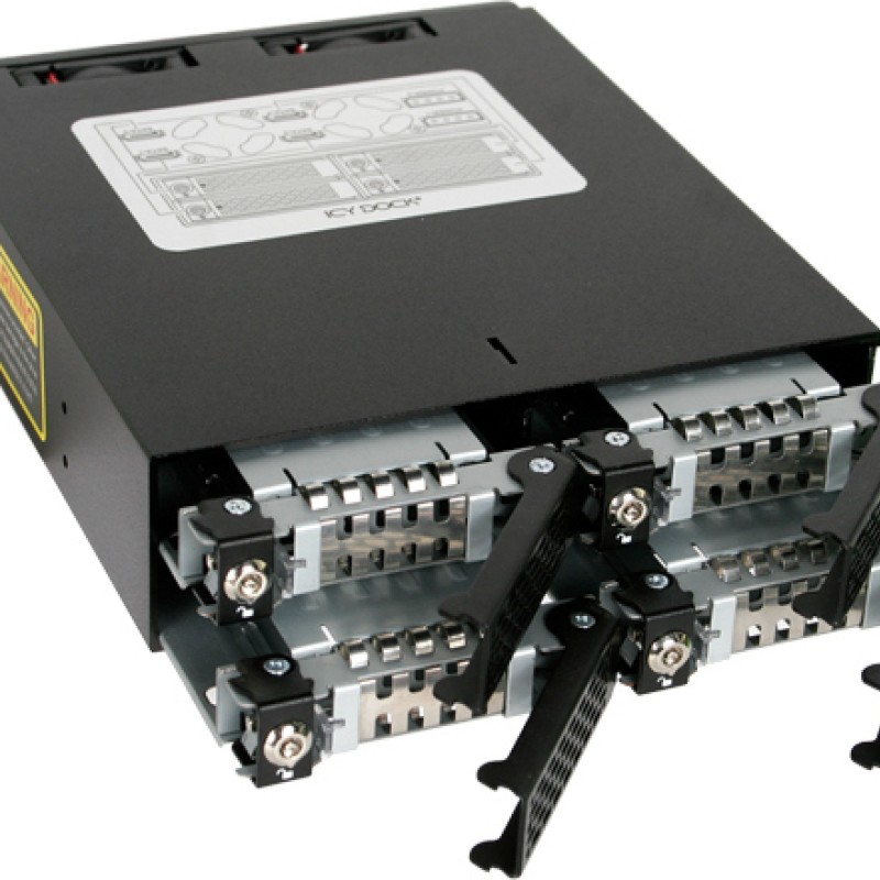Icy Dock ToughArmor Rugged Full Metal 4 Bay 2.5 Inch SATA/SAS HDD And SDD Backplane Cage with locking Trays for External 5.25 Inch Bay Μαύρο (MB994SK-1B)