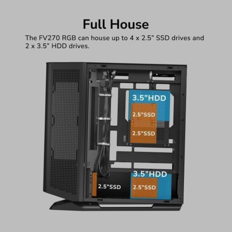 Cougar FV270 Midi Tower Κουτί Υπολογιστή με Πλαϊνό Παράθυρο και RGB Φωτισμό Λευκό