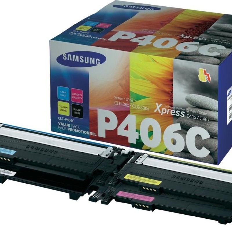 Samsung CLT-P406C Γνήσιο Multipack Toner Laser Εκτυπωτή Μαύρο/Κίτρινο/Κυανό/Ματζέντα 4τμχ (SU375A)