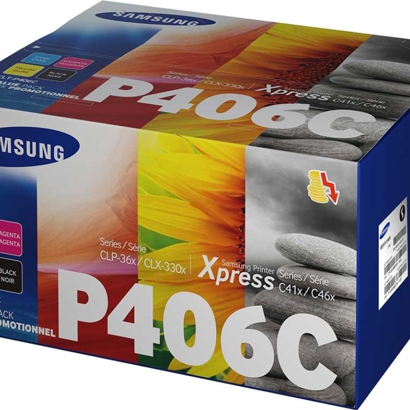 Samsung CLT-P406C Γνήσιο Multipack Toner Laser Εκτυπωτή Μαύρο/Κίτρινο/Κυανό/Ματζέντα 4τμχ (SU375A)