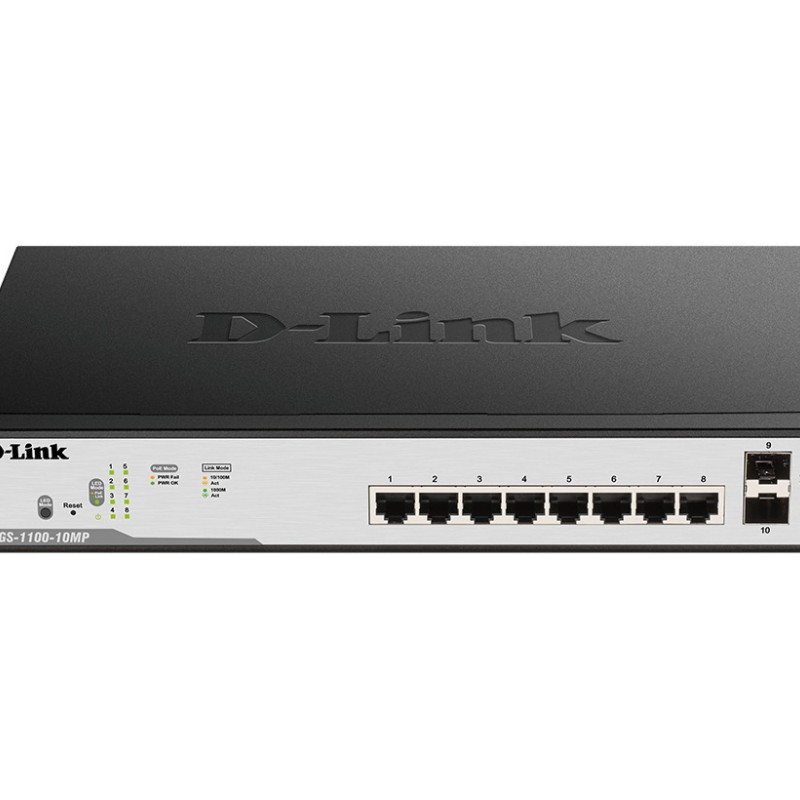 D-Link DGS-1100-10MPV2 Managed L2 PoE+ Switch με 8 Θύρες Gigabit (1Gbps) Ethernet και 2 SFP Θύρες