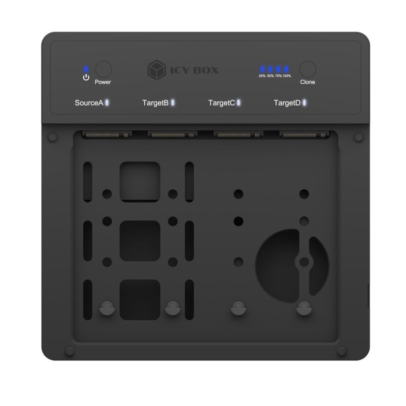 Icy Box Storage Docking Station Ib-4013mcl-c4 4-bays M.2 Nvme Ssds 1:3 Clone Usb4 Black