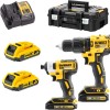 Dewalt DCK2060D2T Σετ Κρουστικό Δραπανοκατσάβιδο & Παλμικό Κατσαβίδι Brushless 18V με 2 Μπαταρίες 2Ah και Θήκη