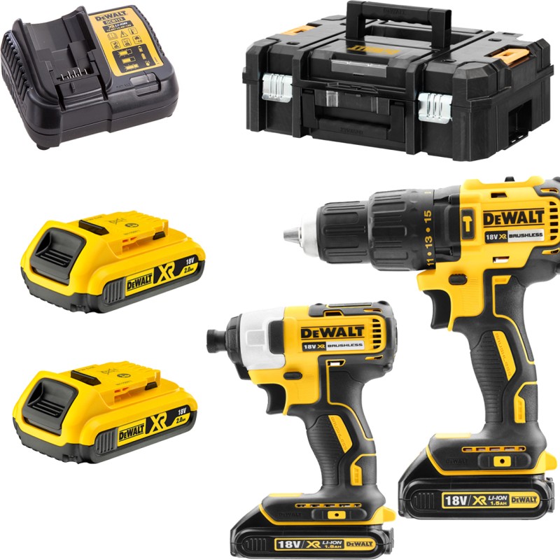 Dewalt DCK2060D2T Σετ Κρουστικό Δραπανοκατσάβιδο & Παλμικό Κατσαβίδι Brushless 18V με 2 Μπαταρίες 2Ah και Θήκη