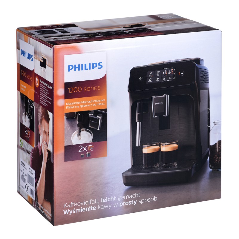 Philips Series 1200 Αυτόματη Μηχανή Espresso 1500W Πίεσης 15bar με Μύλο Άλεσης Μαύρη
