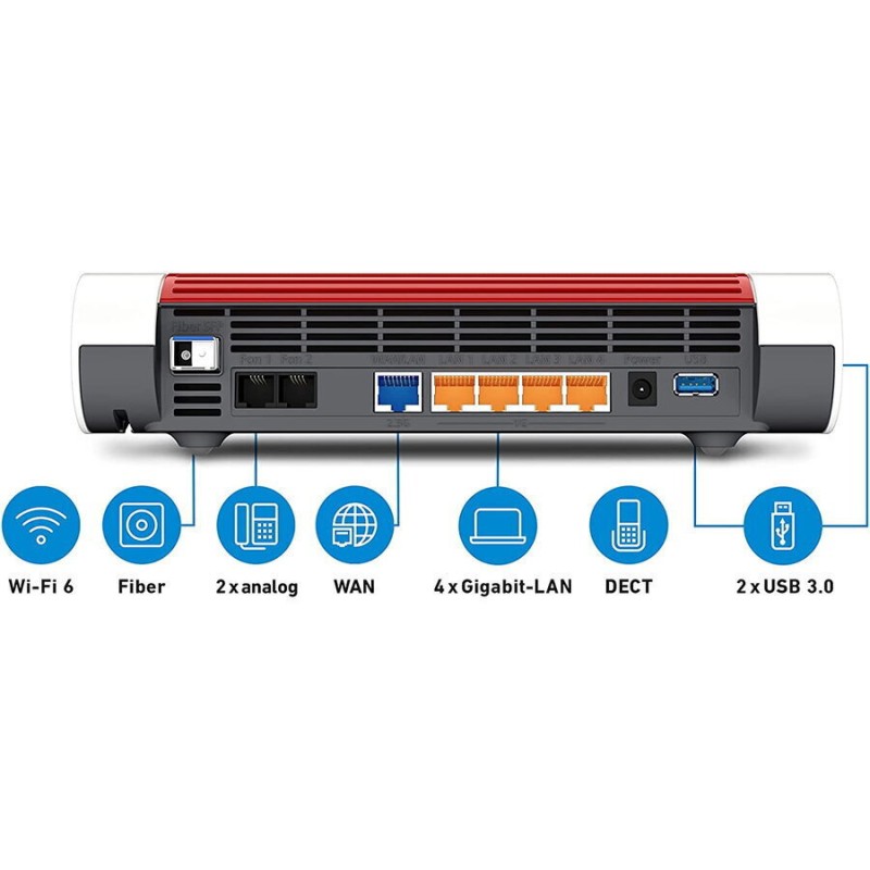 AVM FRITZ!Box 5590 Fiber VDSL2 Ασύρματο Modem Router Wi‑Fi 6 με 4 Θύρες Ethernet