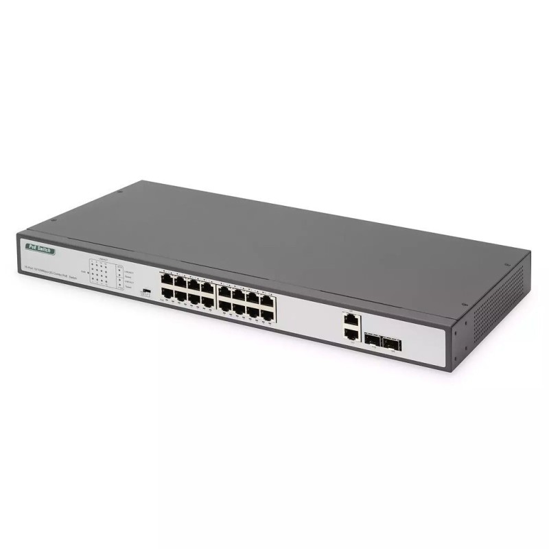 Digitus DN-95342 Unmanaged L2 PoE+ Switch με 16 Θύρες Gigabit (1Gbps) Ethernet και 2 SFP Θύρες