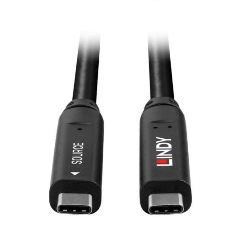 Lindy USB 3.2 Cable USB-C male - USB-C 60W Μαύρο 10m (43333)