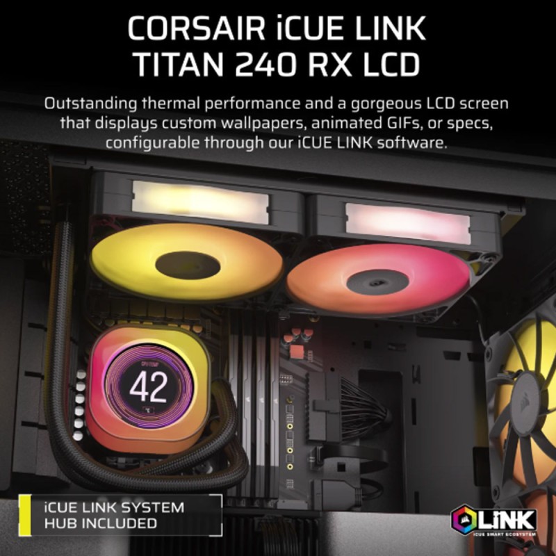 Corsair iCUE Link Titan RX RGB LCD Υδρόψυξη Επεξεργαστή Διπλού Ανεμιστήρα 120mm για Socket AM4/AM5/1700