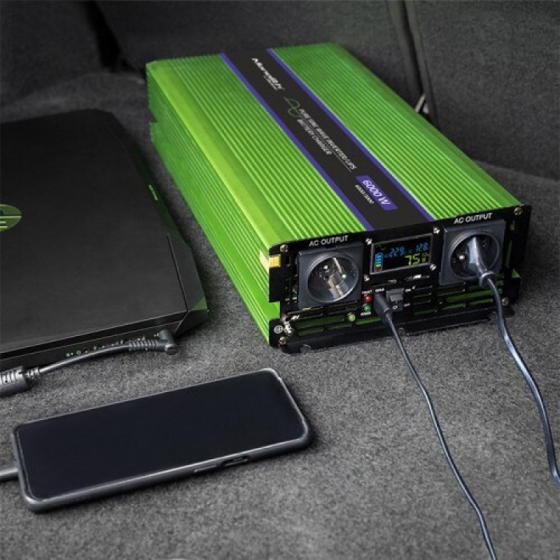 Qoltec Inverter Αυτοκινήτου Καθαρού Ημιτόνου 6000W για 12V DC