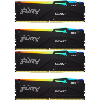 Kingston Fury Beast RGB DDR5 128GB RAM με 4x32GB Modules και Ταχύτητα 5200 για Desktop KF552C40BBAK4-128