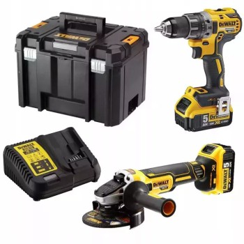 Dewalt DCK2020P2T Σετ Γωνιακός Τροχός & Δραπανοκατσάβιδο 18V με 2 Μπαταρίες 5Ah και Θήκη