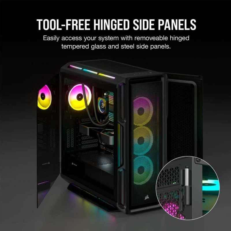 Corsair ICUE 5000T RGB Gaming Midi Tower Κουτί Υπολογιστή με Πλαϊνό Παράθυρο Μαύρο