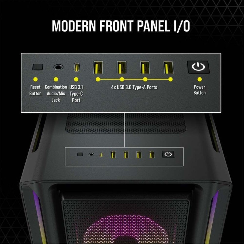 Corsair ICUE 5000T RGB Gaming Midi Tower Κουτί Υπολογιστή με Πλαϊνό Παράθυρο Μαύρο
