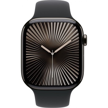 Apple Watch Series 10 Cellular Titanium 46mm Αδιάβροχο με eSIM και Παλμογράφο (Slate - Black Sport Band – M/L)