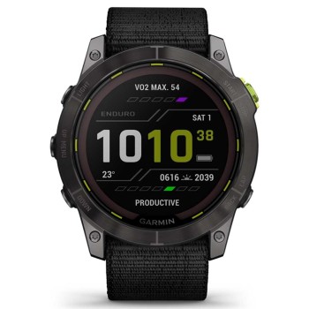 Garmin Enduro 2 Solar Titanium 51mm Αδιάβροχο Smartwatch με Παλμογράφο (Grey DLC Titanium with UltraFit Nylon Strap)