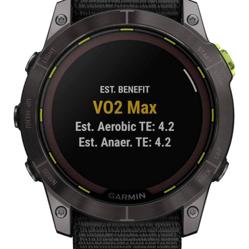 Garmin Enduro 2 Solar Titanium 51mm Αδιάβροχο Smartwatch με Παλμογράφο (Grey DLC Titanium with UltraFit Nylon Strap)