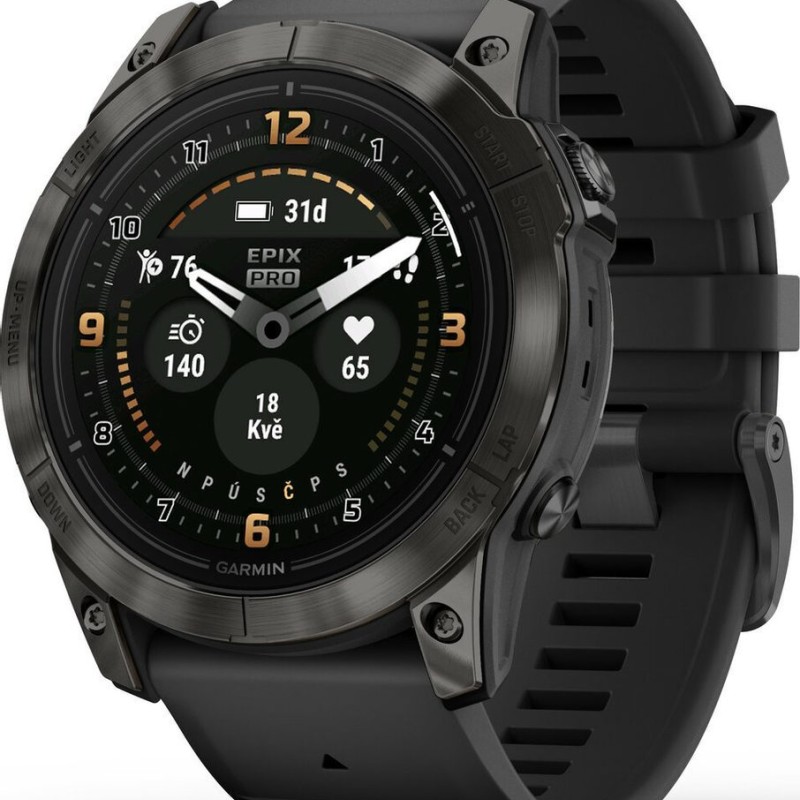 Garmin Epix Pro (Gen 2) Sapphire Edition Titanium 51mm Αδιάβροχο Smartwatch με Παλμογράφο (Carbon Grey DLC Titanium with Black Band)