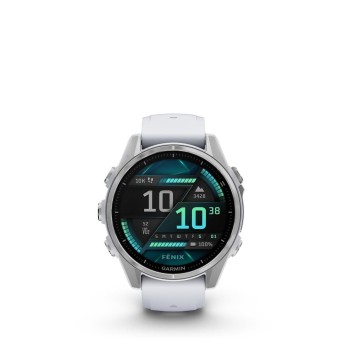 Garmin Fenix 8 Stainless Steel 43mm Αδιάβροχο Smartwatch με Παλμογράφο (Silver with Whitestone Silicone Band)