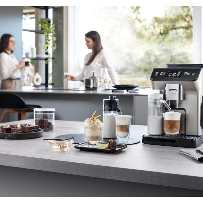 De'Longhi Eletta Explore Αυτόματη Μηχανή Espresso 1450W Πίεσης 19bar για Cappuccino με Μύλο Άλεσης Ασημί