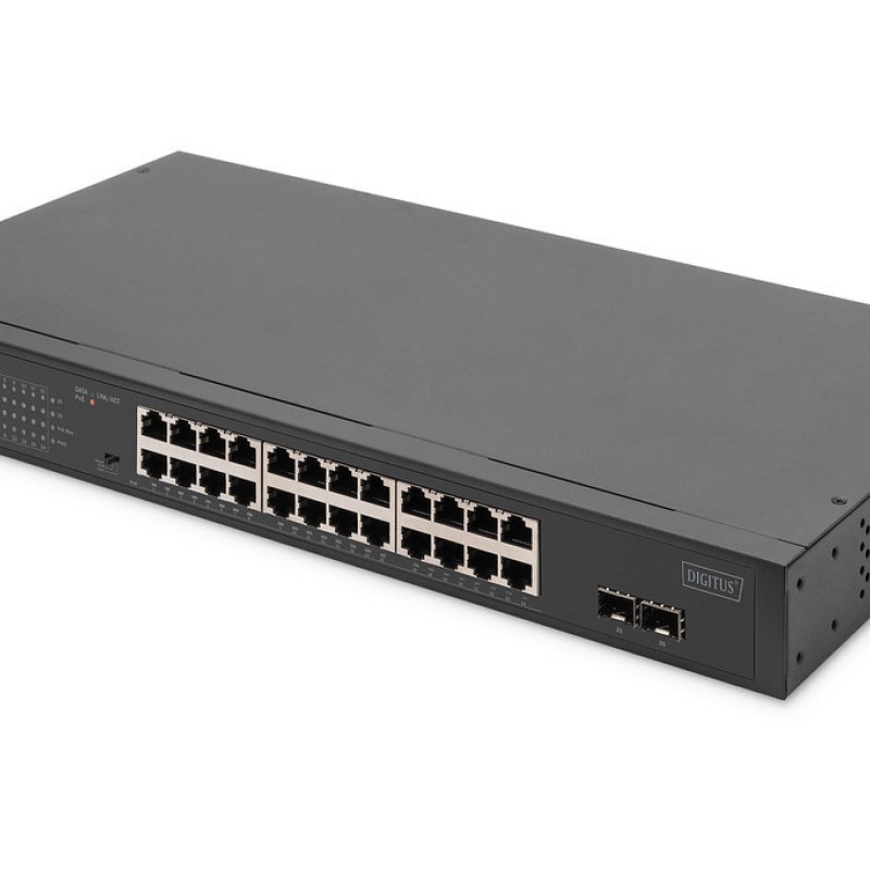 Digitus DN-95348-2 Unmanaged PoE Switch με 24 Θύρες Gigabit (1Gbps) Ethernet και 2 SFP Θύρες