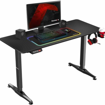 Ηλεκτρικό Γραφείο Gaming Hero 8.5 Ξύλινο Black με Μεταλλικά Πόδια & Ρυθμιζόμενο Ύψος 140x60x74εκ. HZ-HERO-8.5