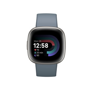 Fitbit Versa 4 Aluminium 41mm Αδιάβροχο Smartwatch με Παλμογράφο (Blue/Platinum)