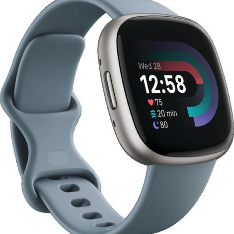 Fitbit Versa 4 Aluminium 41mm Αδιάβροχο Smartwatch με Παλμογράφο (Blue/Platinum)