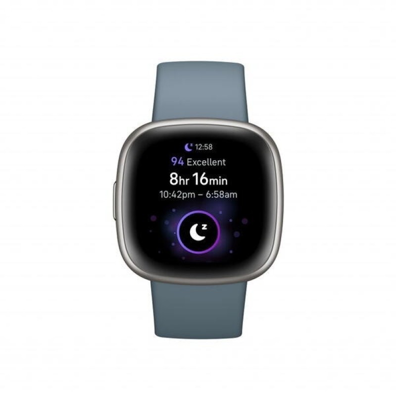 Fitbit Versa 4 Aluminium 41mm Αδιάβροχο Smartwatch με Παλμογράφο (Blue/Platinum)