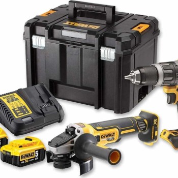 Dewalt DCK2080P2T Σετ Γωνιακός Τροχός & Κρουστικό Δραπανοκατσάβιδο Brushless 18V με 2 Μπαταρίες 5Ah και Θήκη