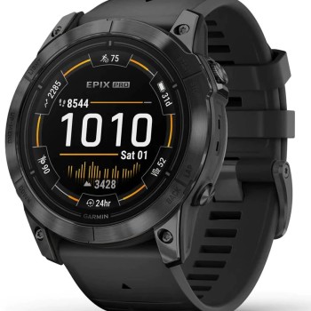 Garmin Epix Pro Stainless Steel 51mm Αδιάβροχο Smartwatch με Παλμογράφο (Slate Grey with Black Band)