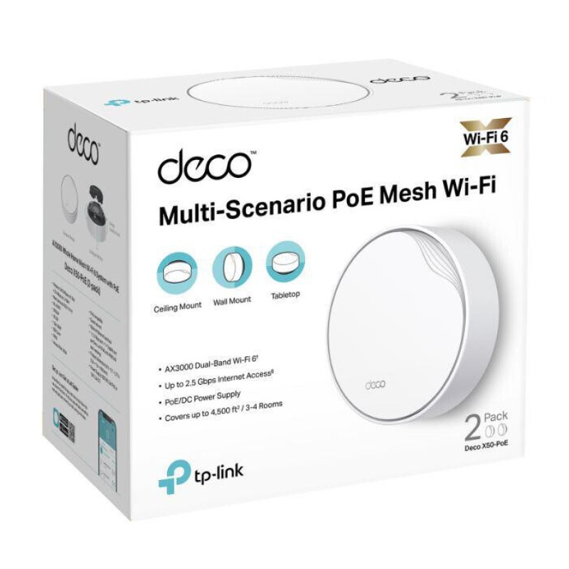 TP-LINK Deco X50 v1 WiFi Mesh Network Access Point Wi‑Fi 5 Dual Band (2.4 & 5GHz) σε Διπλό Kit