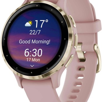 Garmin Venu 3S Stainless Steel 41mm Αδιάβροχο Smartwatch με Παλμογράφο (Soft Gold Stainless Steel Bezel with Dust Rose Case and Silicone Band)