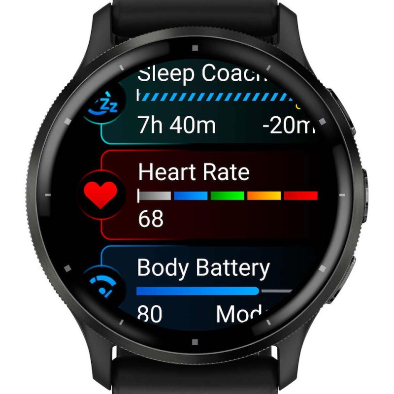 Garmin Venu 3 Stainless Steel 45mm Αδιάβροχο Smartwatch με Παλμογράφο (Slate Bezel With Black Silicone Band)