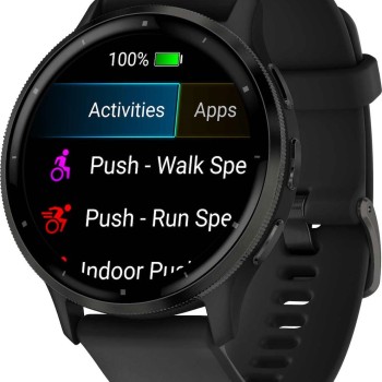 Garmin Venu 3 Stainless Steel 45mm Αδιάβροχο Smartwatch με Παλμογράφο (Slate Bezel With Black Silicone Band)