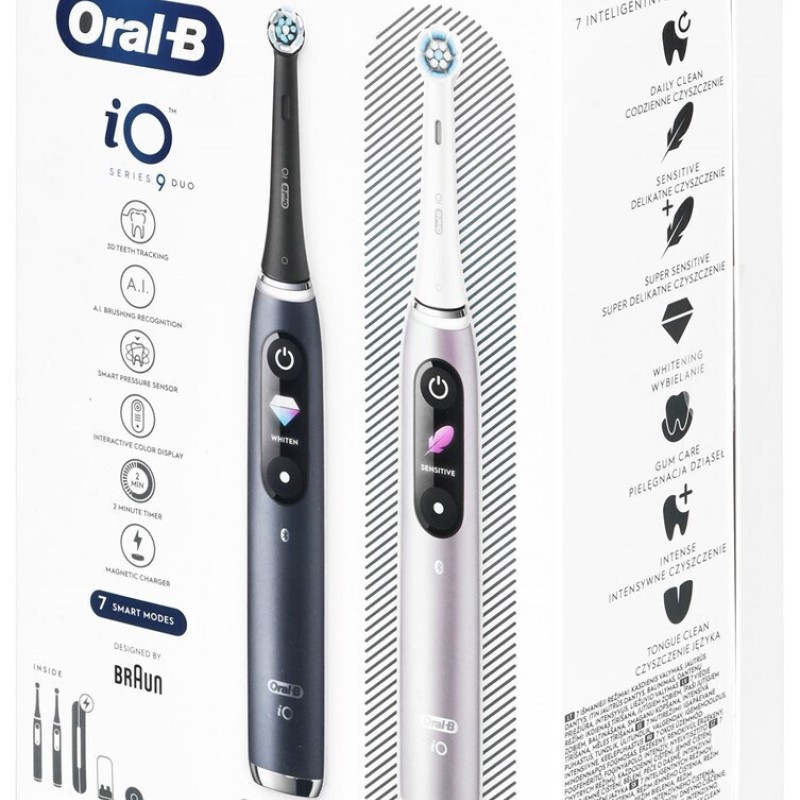 Oral-B iO Series 9 Ηλεκτρική Οδοντόβουρτσα με Αισθητήρα Πίεσης και Θήκη Ταξιδίου Black Onyx / Rose Quartz