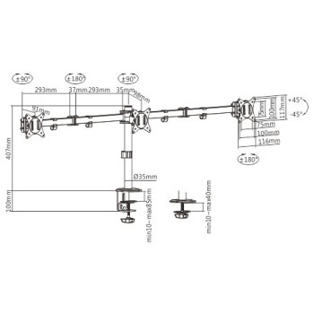Gembird MA-D3-01 Βάση Γραφείου για 3 Οθόνες έως 27
