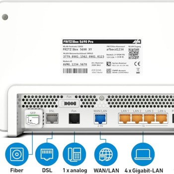 AVM FRITZ!Box 5690 Fiber GPON VDSL2 Ασύρματο Router Wi‑Fi 7 με 4 Θύρες Ethernet
