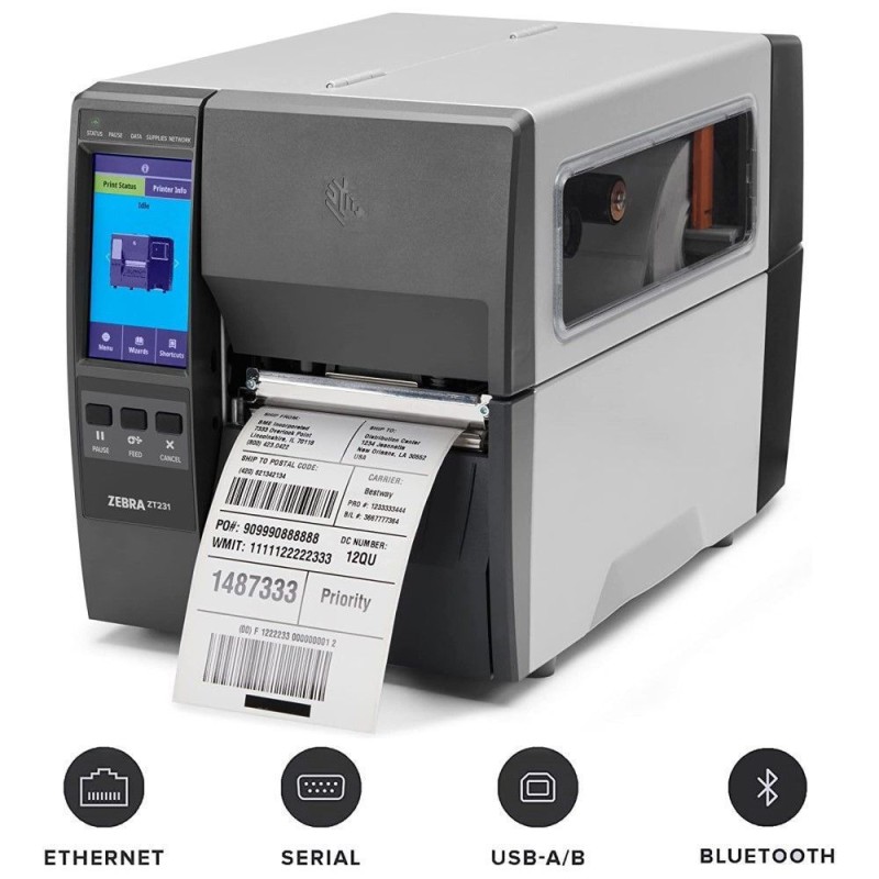 Zebra ZT231 Εκτυπωτής Ετικετών Απευθείας Μεταφοράς USB, Serial, Bluetooth, Ethernet 203 dpi ZT23142-D0E000FZ