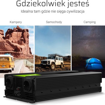 Green Cell Inverter Αυτοκινήτου Καθαρού Ημιτόνου 1500W για Μετατροπή 24V DC σε 230V AC με 1xUSB