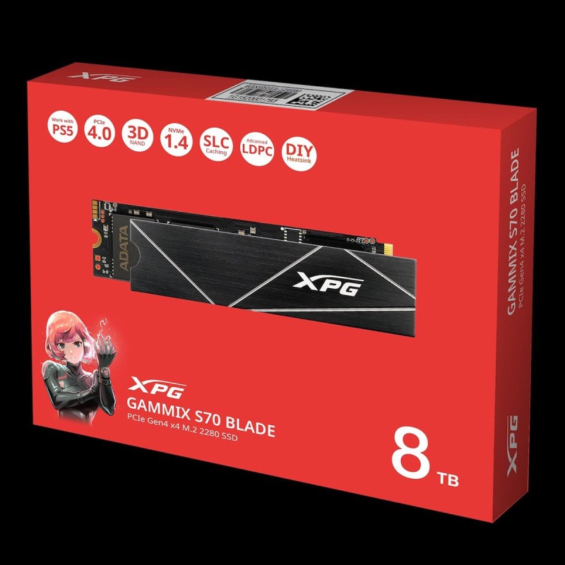 Adata XPG Gammix S70 Blade SSD 8TB M.2 NVMe PCI Express 4.0 AGAMMIXS70B-8000G-CS