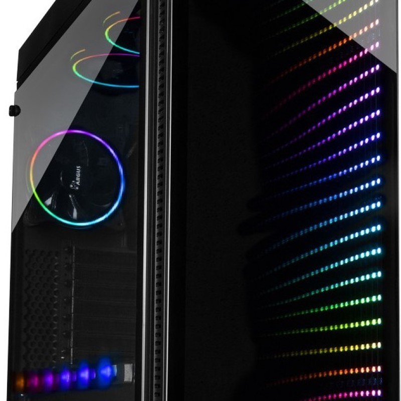 Inter-Tech X-908 Infini2 Gaming Midi Tower Κουτί Υπολογιστή με Πλαϊνό Παράθυρο και RGB Φωτισμό Μαύρο
