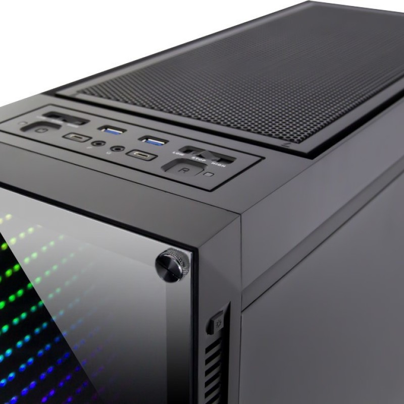 Inter-Tech X-908 Infini2 Gaming Midi Tower Κουτί Υπολογιστή με Πλαϊνό Παράθυρο και RGB Φωτισμό Μαύρο