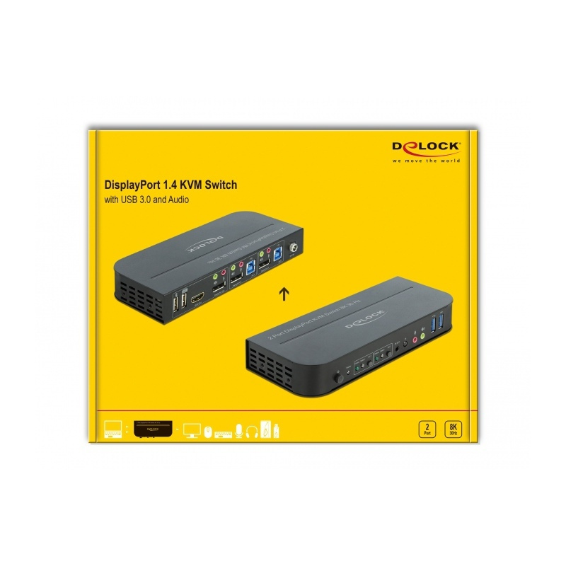 DeLock DisplayPort 1.2 KVM Switch 8K 30 Hz with USB 3.2 Gen 1